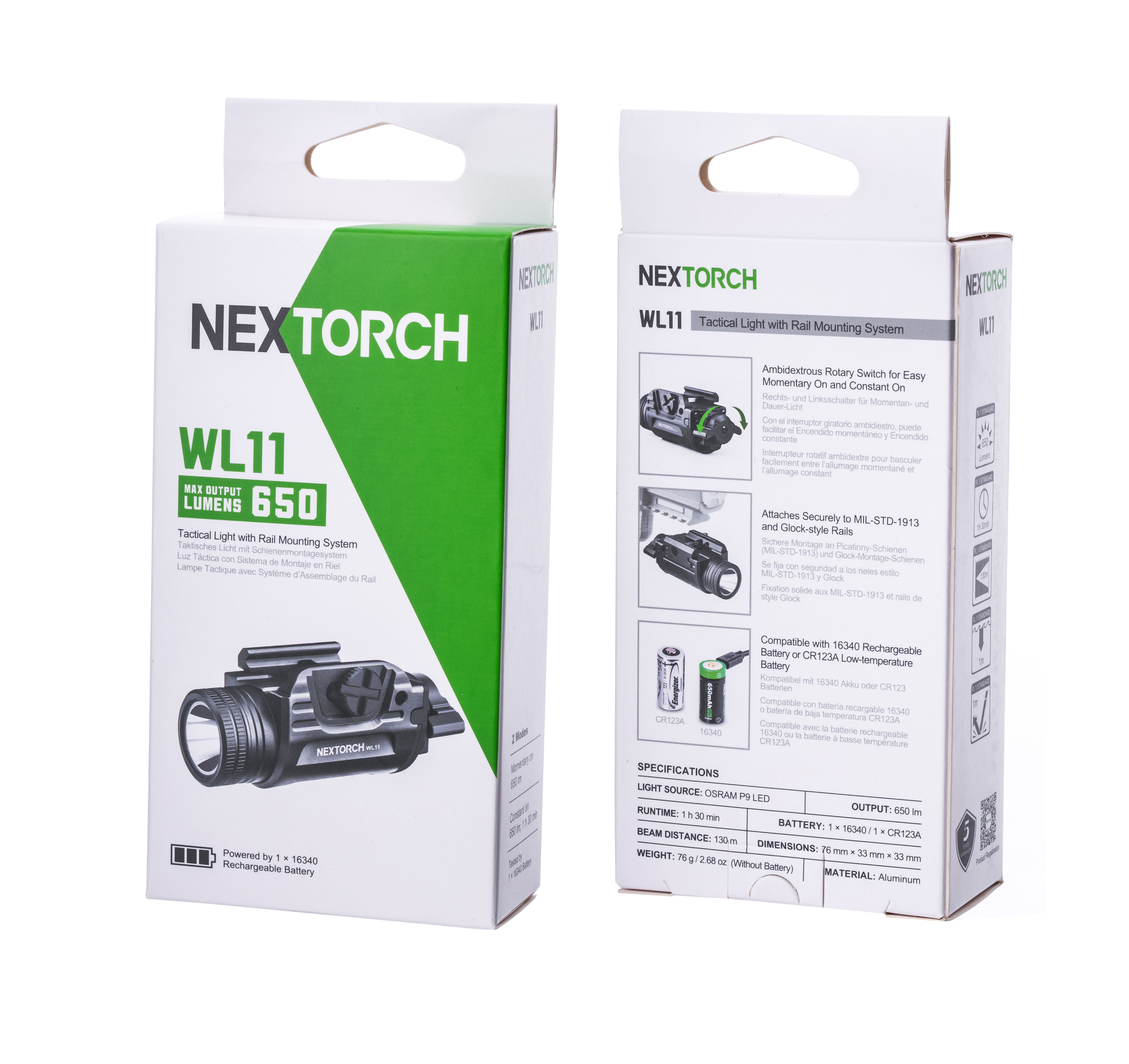 WL11 nextorch taktische waffenlampe 650 lumen