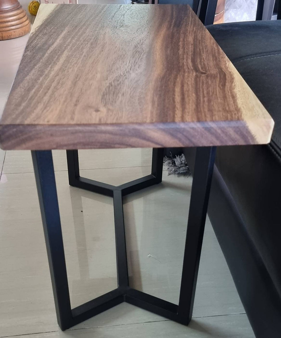 Thumbnail: NO.20  NEW ACACIA HARDWOOD SIDE TABLE WITH MODERN STEEL POWDERCOATED LEGS
