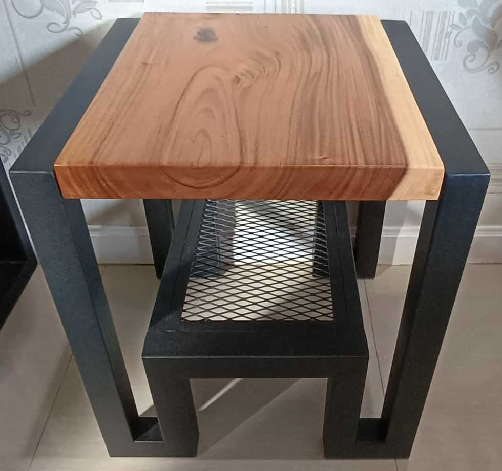 Thumbnail: NO.19 NEW INDUSTRIAL IRON AND ACACIA HARDWOOD SIDE TABLE