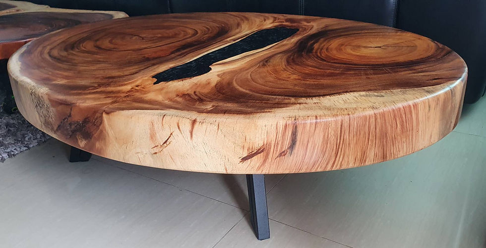 Thumbnail: NO.62 Solid acacia log coffee table with black pearl river ponds unique and beau