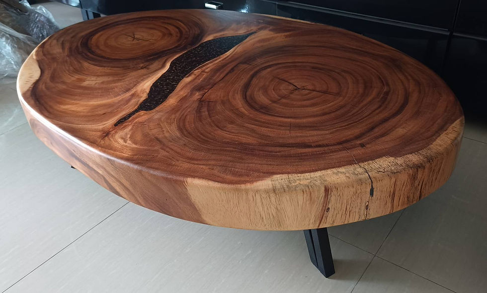 Thumbnail: NO.64 Solid acacia log coffee table with bronze pearl river ponds