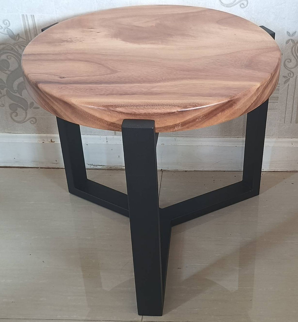 Thumbnail: NO.38 NEW IRON AND ACACIA HARDWOOD SIDE TABLE