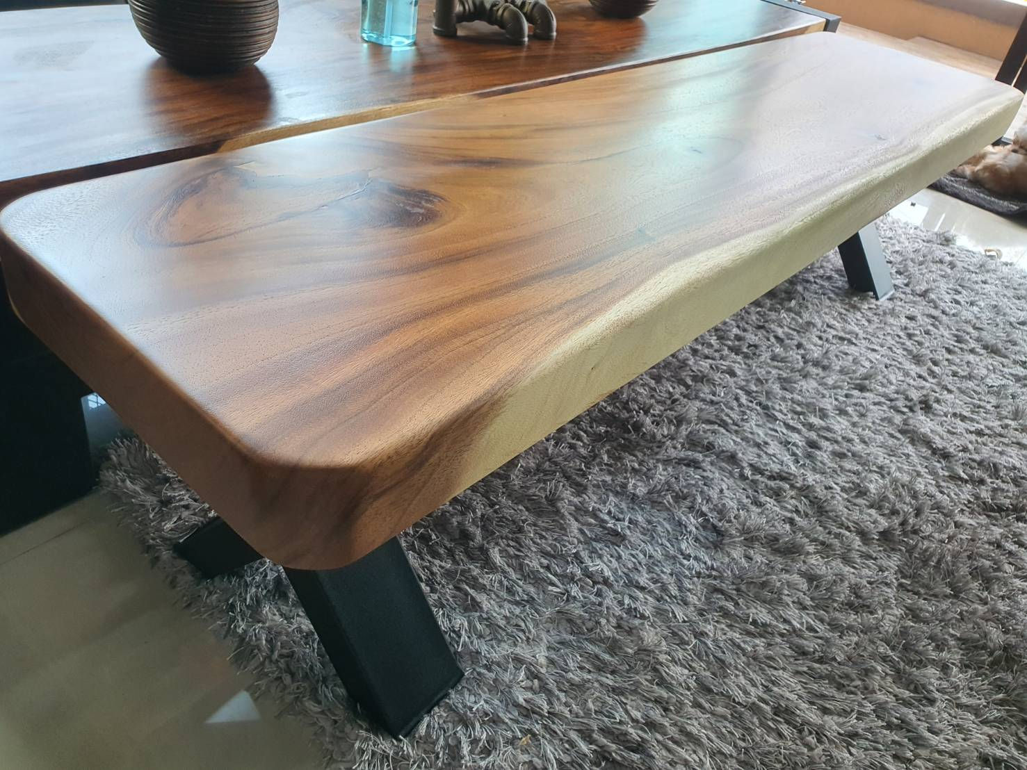 NO.57 NEW ACACIA COFFEE TABLE SOLID 3 INCH THICK ACACIA ROUNDED EDGES