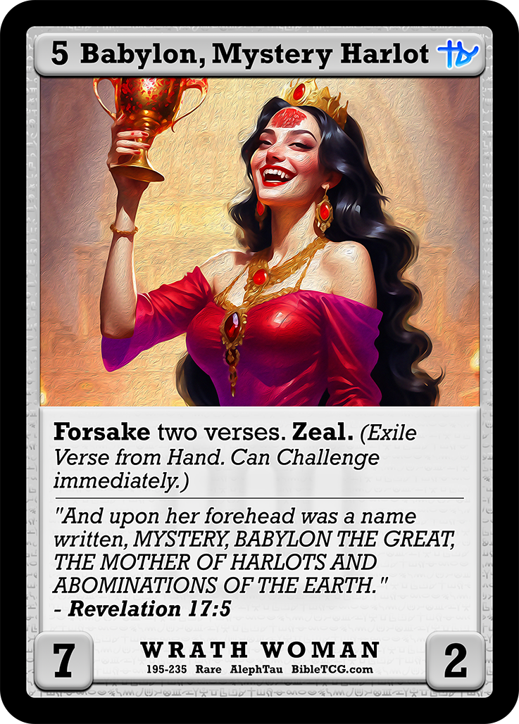 Babylon, Mystery Harlot – Base Art – Rare Wrath Woman – AlephTau Set – Bible TCG