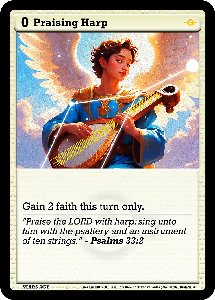 Praising Harp – Base Art – Holy Rare Stars Event – Genesis Set – Bible TCG