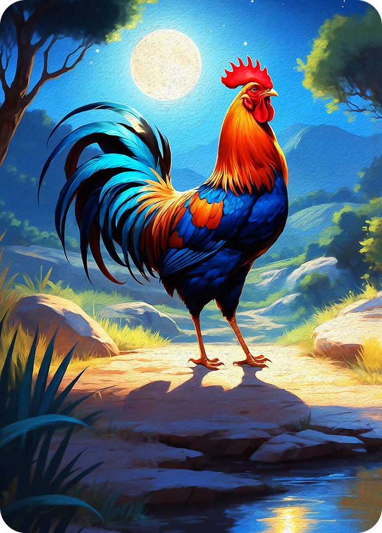 Crowing Rooster Artwork — Bible TCG Genesis Set card 131/250