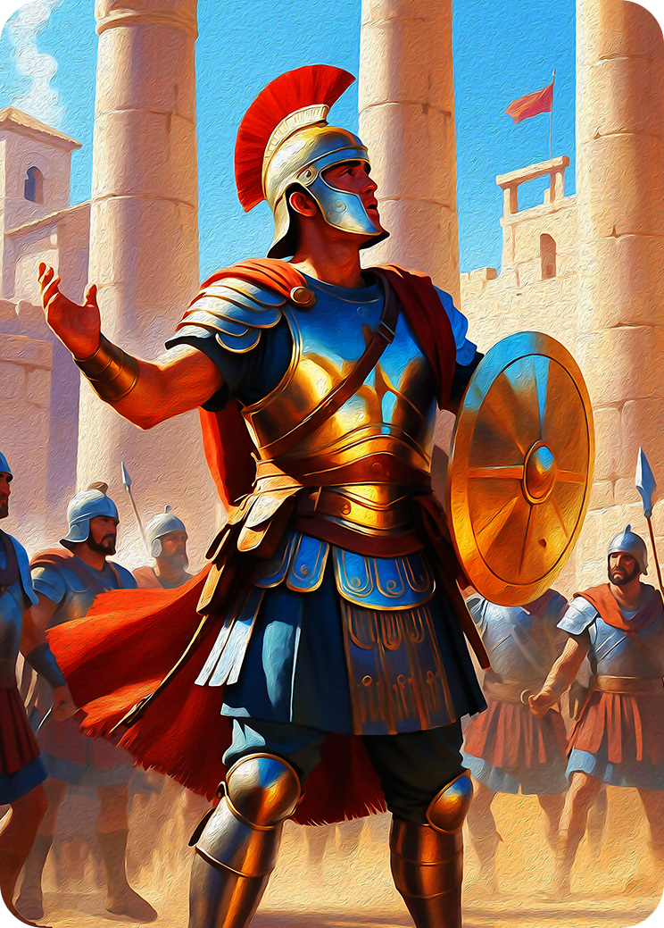 Crucifixion Centurion Artwork — Bible TCG Genesis Set card 140/250