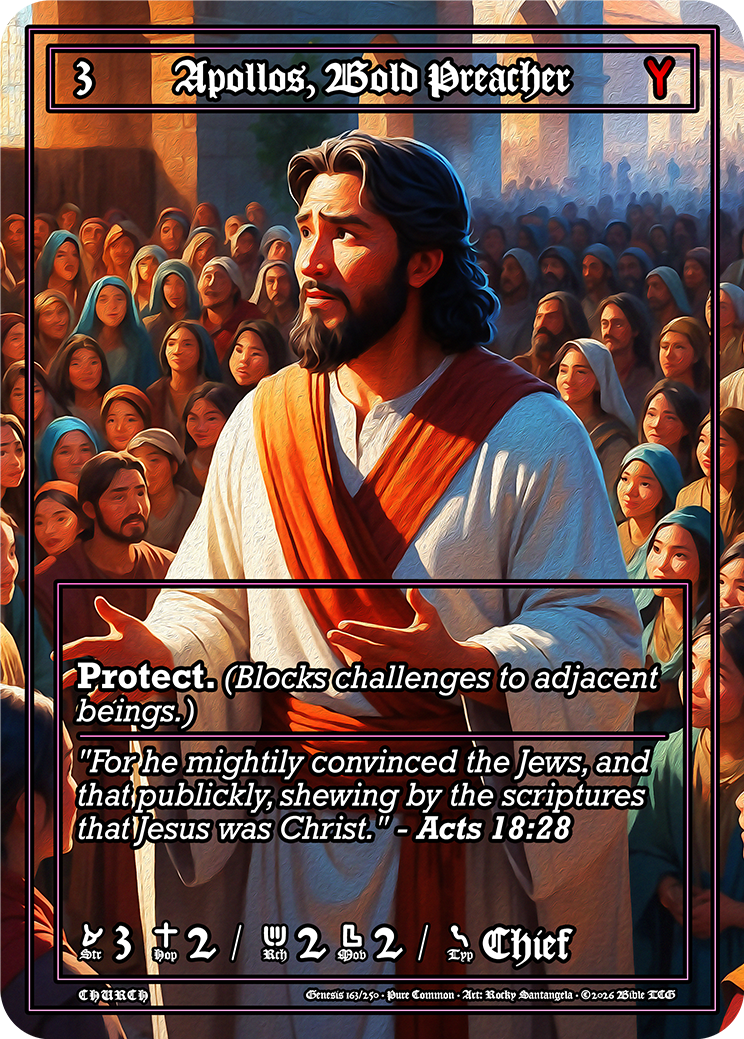 Apollos, Bold Preacher Pure Art — Bible TCG Genesis Set card 163/250