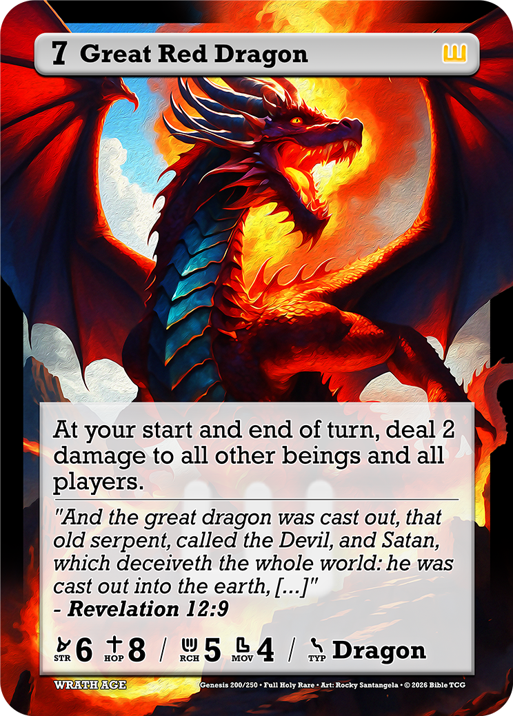 Great Red Dragon Wrath Age Christian Trading Card Game Bible TCG AT200 Full Art