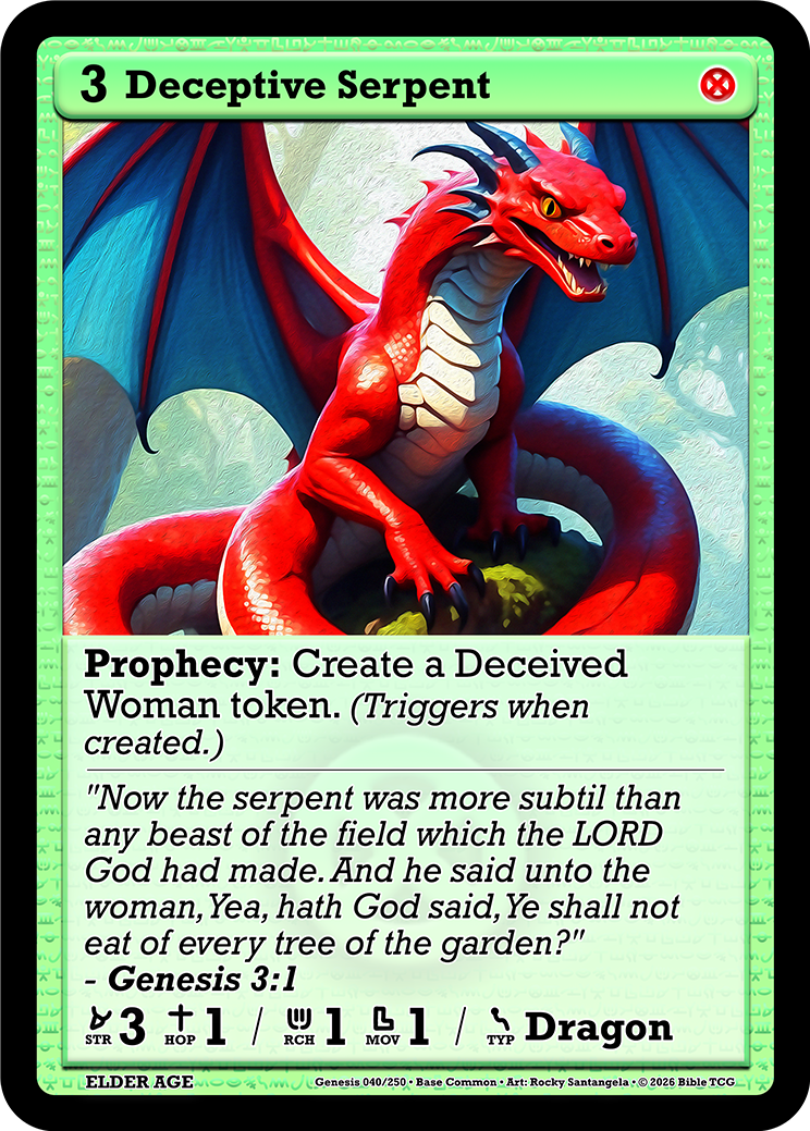 Deceptive Serpent Base Art — Bible TCG Genesis Set card 40/250
