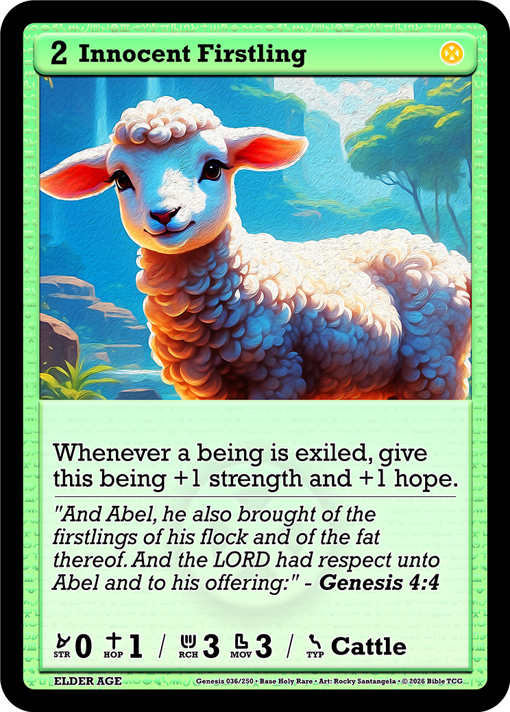 Innocent Firstling Elder Age Christian Trading Card Game Bible TCG AT036 Base Art