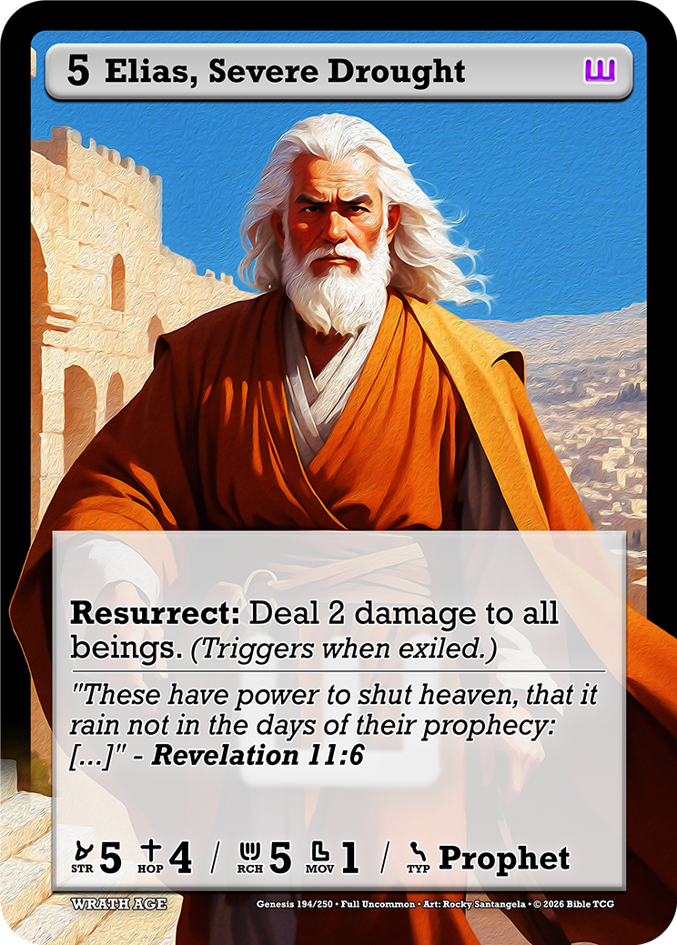 Elias, Severe Drought Full Art — Bible TCG Genesis Set card 194/250