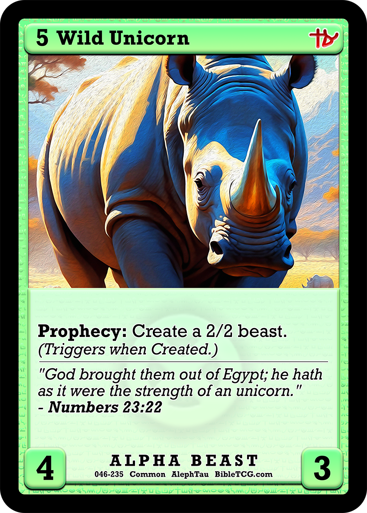 Wild Unicorn – Base Art – Common Alpha Beast – AlephTau Set – Bible TCG