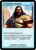 Goliath's Taunts – Base Art – Uncommon Israel Event – AlephTau Set – Bible TCG