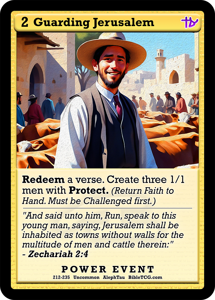 Guarding Jerusalem – Base Art – Uncommon Power Event – AlephTau Set – Bible TCG