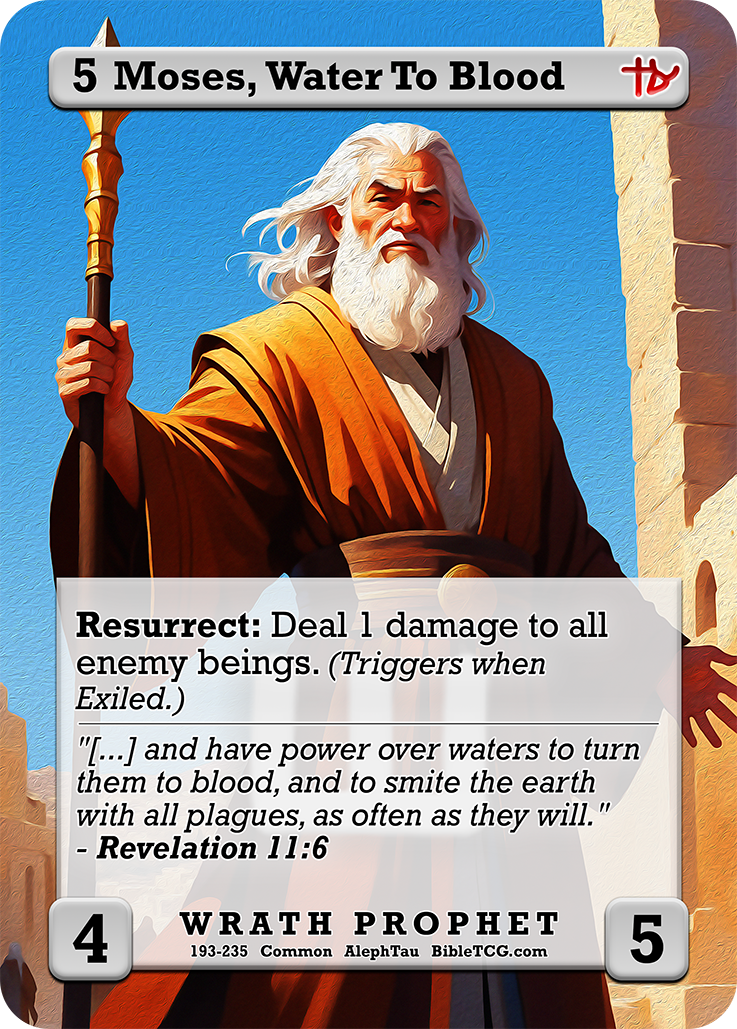 Moses, Water To Blood Wrath Age Christian Trading Card Game Bible TCG AT193 Full Art