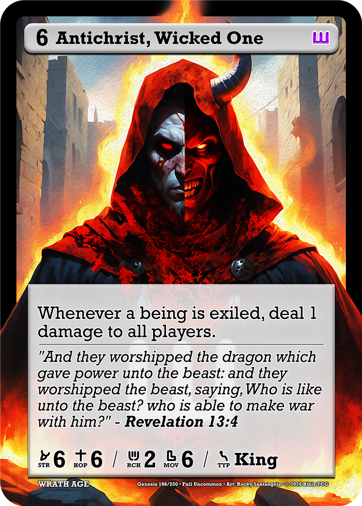 Antichrist, Wicked One Wrath Age Christian Trading Card Game Bible TCG AT196 Full Art