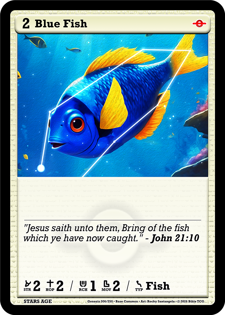 Blue Fish Base Art — Bible TCG Genesis Set card 6/250