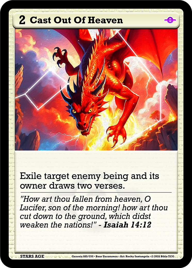 Cast Out Of Heaven Base Art — Bible TCG Genesis Set card 5/250