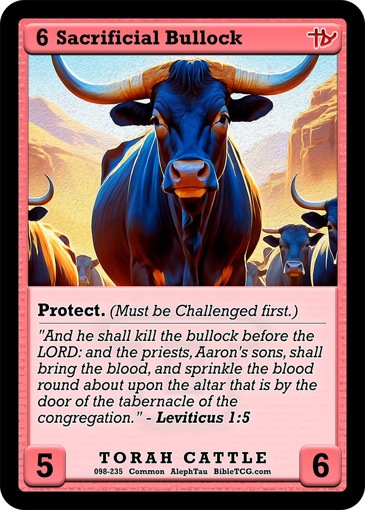 Sacrificial Bullock Torah Age Christian Trading Card Game Bible TCG AT98 Base Art