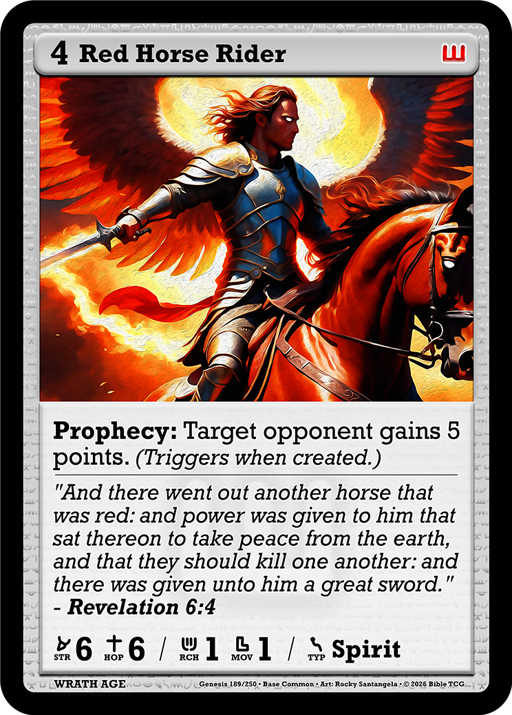 Red Horse Rider Base Art — Bible TCG Genesis Set card 189/250