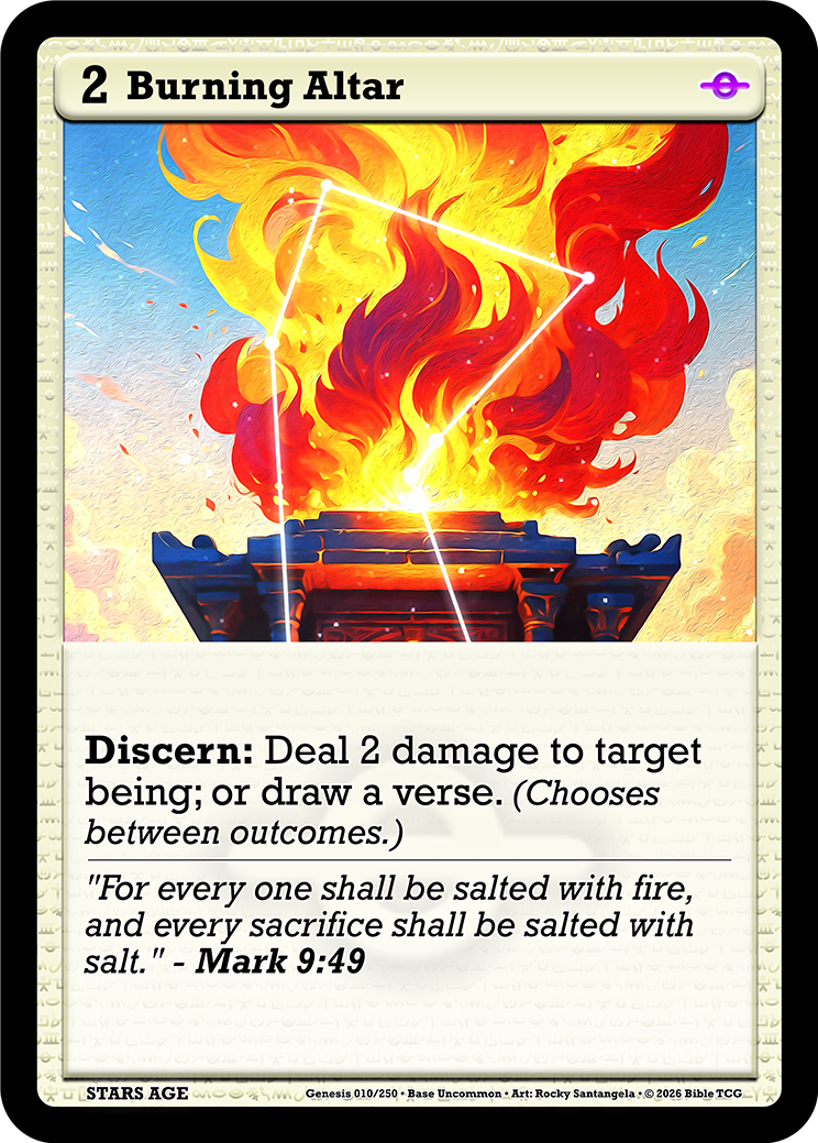 Burning Altar Base Art — Bible TCG Genesis Set card 10/250