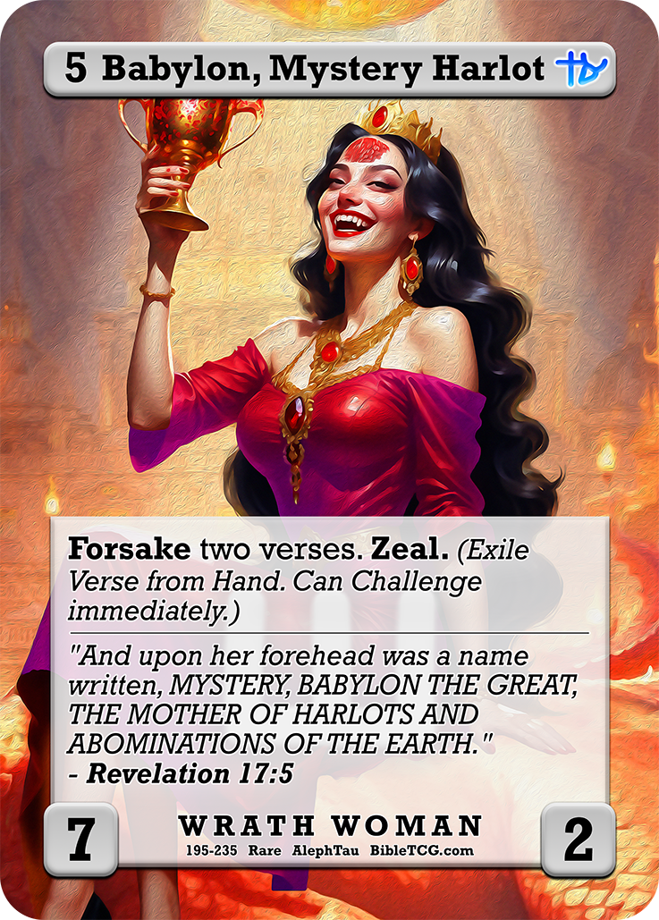 Babylon, Mystery Harlot – Full Art – Rare Wrath Woman – AlephTau Set – Bible TCG