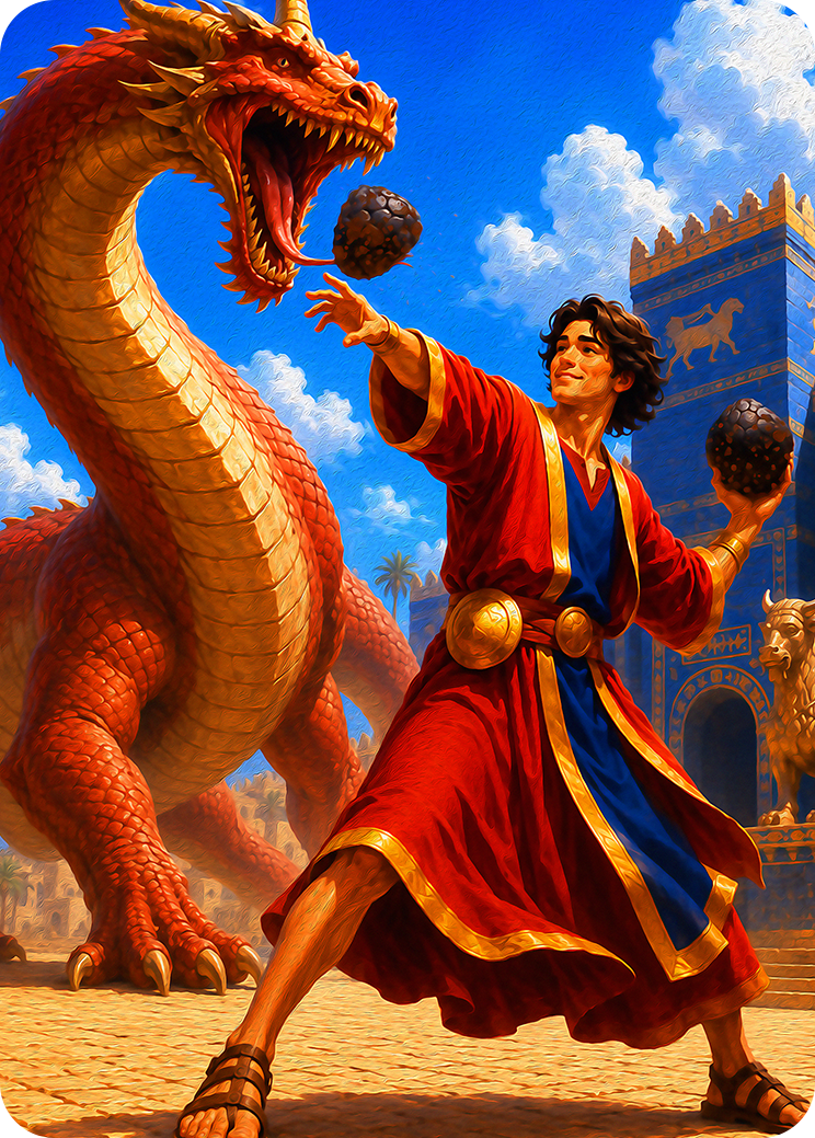 Daniel, Dragon Slayer Artwork — Bible TCG Genesis Set card 241/250