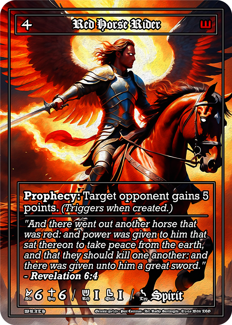 Red Horse Rider Pure Art — Bible TCG Genesis Set card 189/250