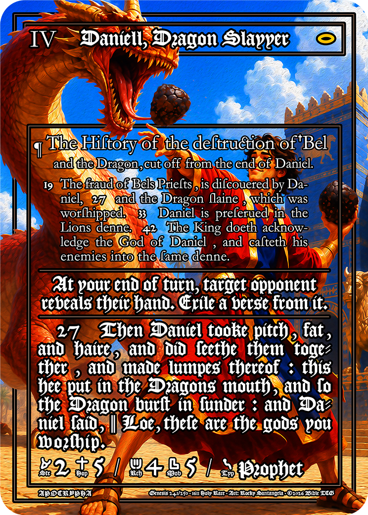 Daniel, Dragon Slayer 1611 Art — Bible TCG Genesis Set card 241/250