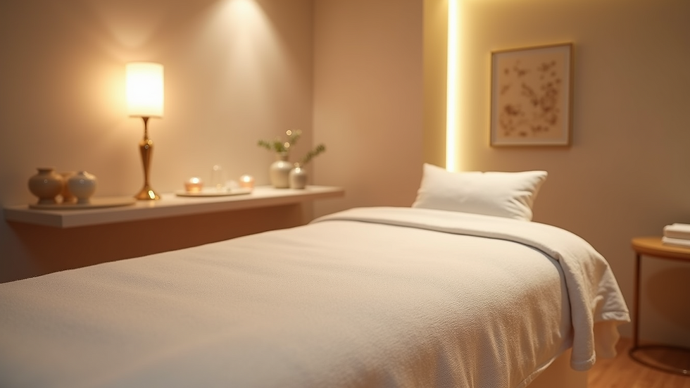 Eye-level view of a luxurious spa treatment room