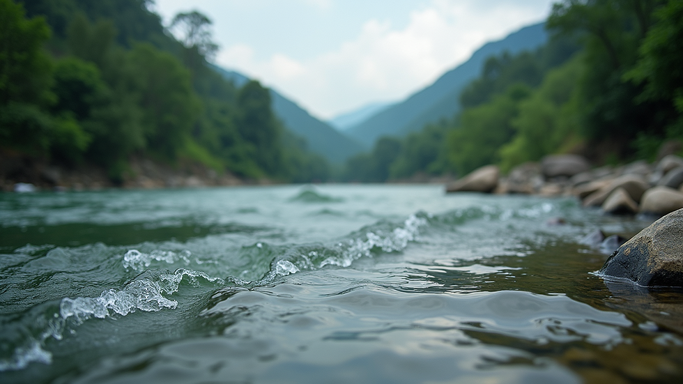 Close-up view of the Tons River flowing through Dehradun