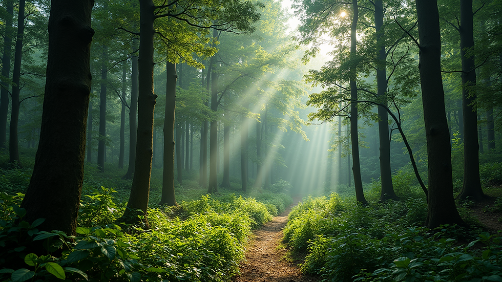 Wide angle view of lush green forest in Dehradun