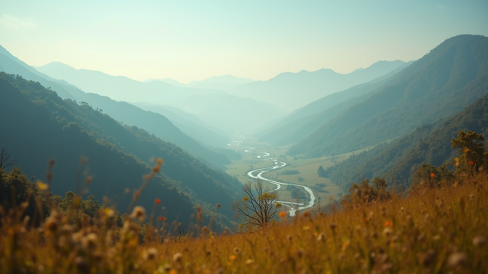 Eye-level view of the Doon Valley with hills in the background