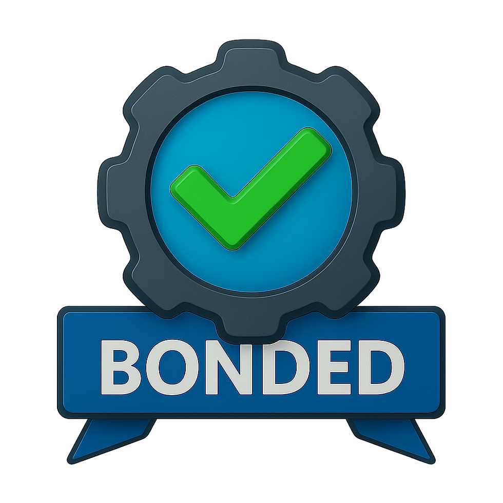 Badge icon with a shield and green checkmark labeled ‘BONDED’, representing professional bonding and service credibility