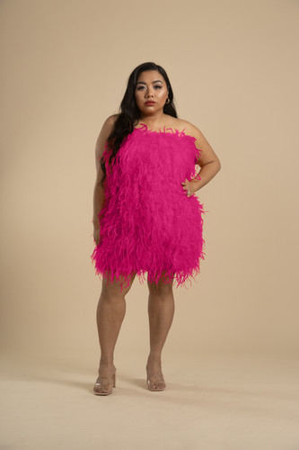 white christmas dresses Final Sale Plus Size Sleeveless Feather Sequin Gown in Black (Plus Size 14-22) main image 1