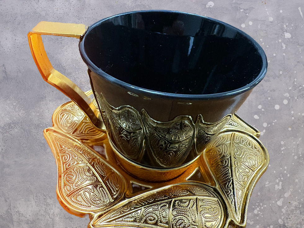 Azra Gold Black Plain Coffee/Tea Cup, Indiv.