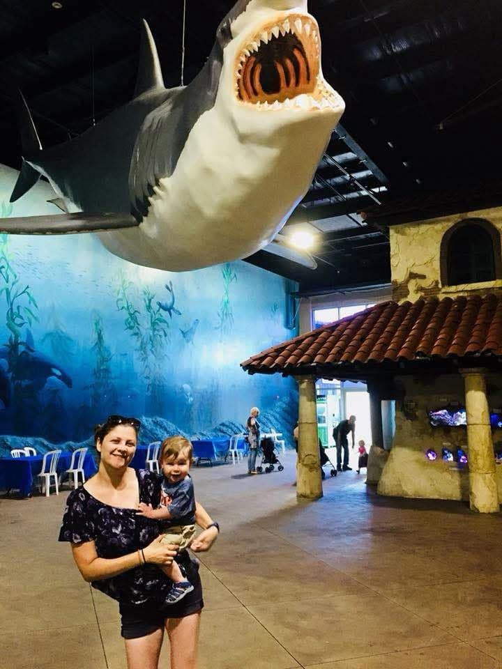 Visiting the Shark at the Long Island Aquarium in Riverhead, NY.