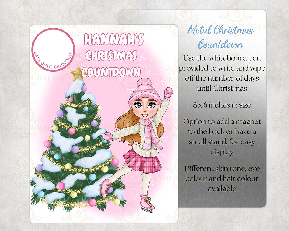 Pink Ice Skating Girl Christmas Countdown