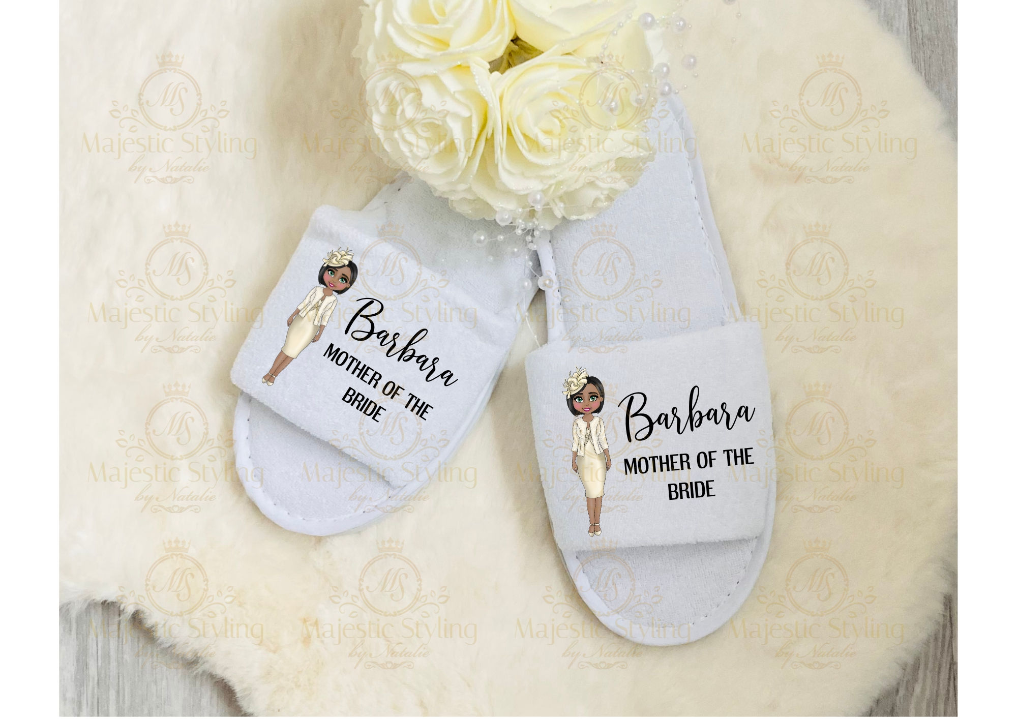 Dolly Collection - Open Toe Spa Slippers (Mother of the Bride/Mature Bride)