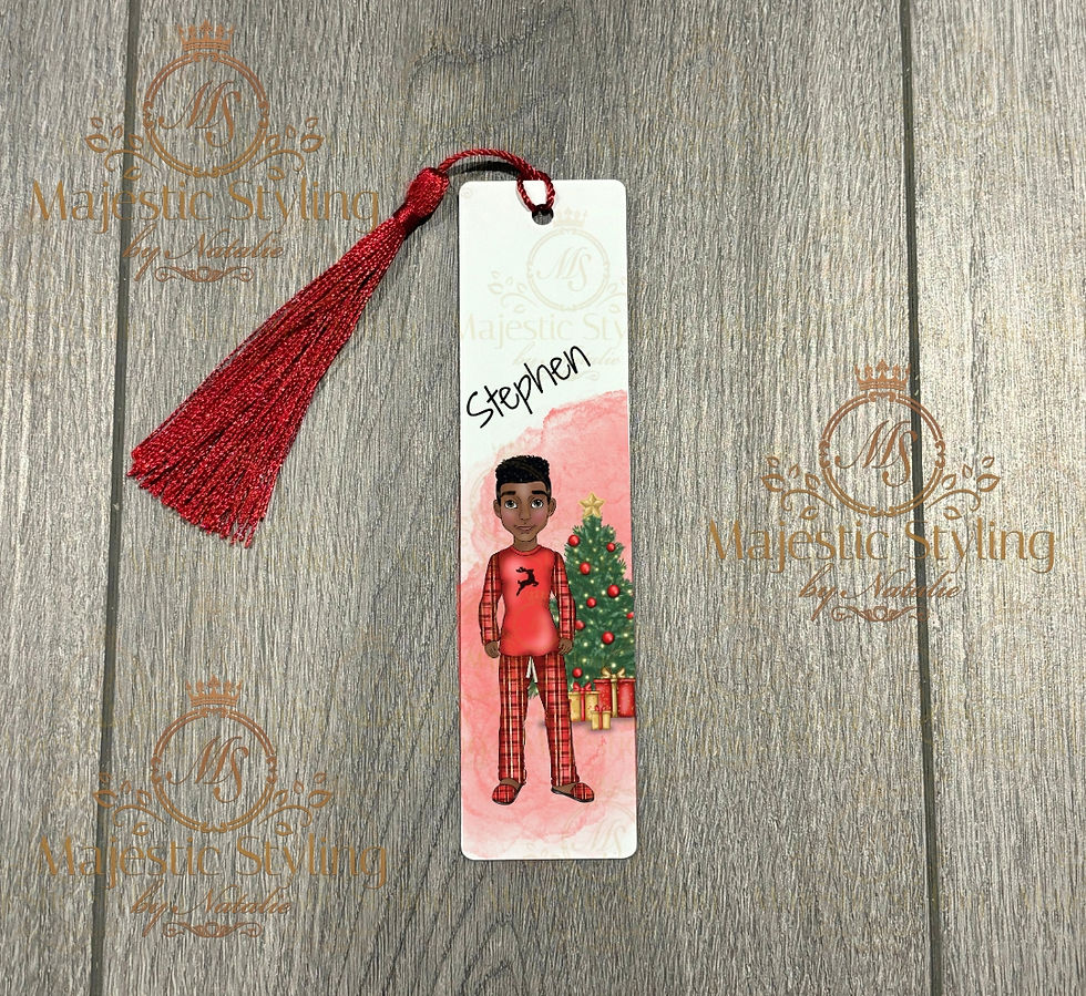 Christmas PJ Bookmark (Male Afro Hair)