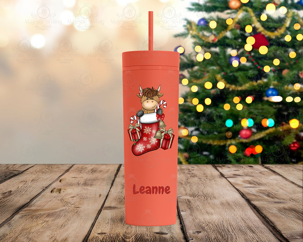 Highland Cow Stocking Skinny Tumbler