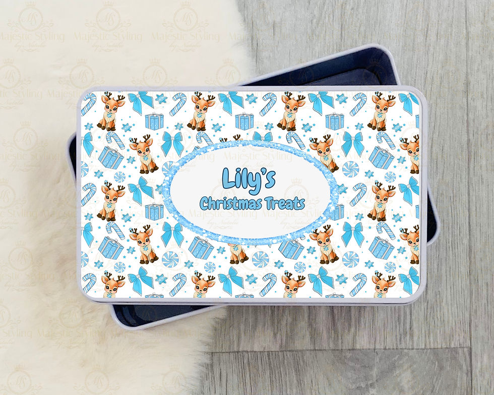 Reindeer Print Tin Blue