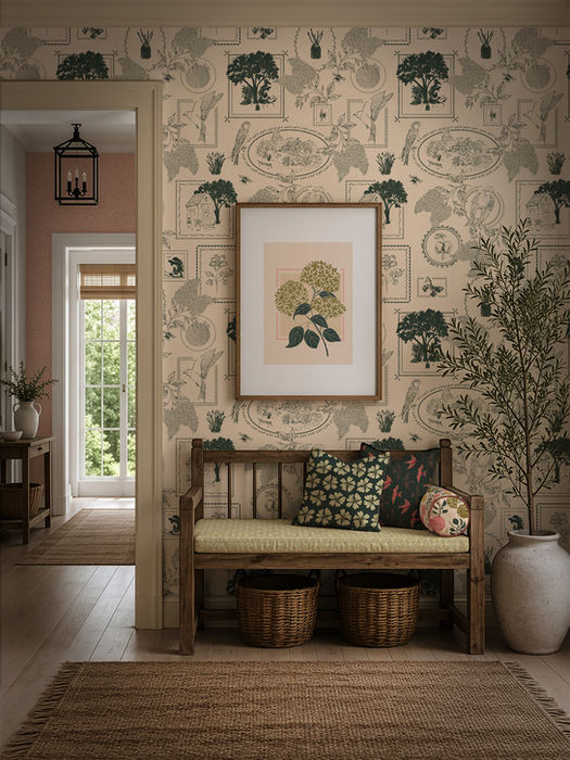 Under the Lilac Tree - A hand-painted floral, botanical, toile inspired surface pattern from the Garden Of Memories collection by Kate Jane.