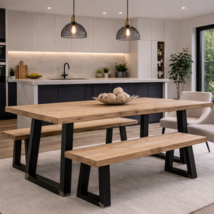 handmade rustic solid wood dining tables and benches