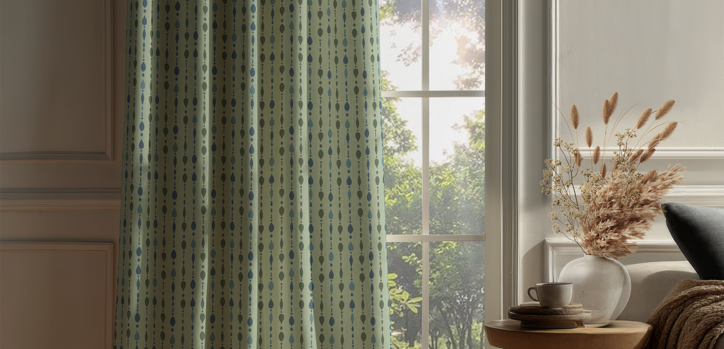 Water Beads is a Hand-painted nature inspired, geometric, surface pattern from the Reflection collection by Kate Jane.