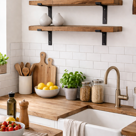 solid wood rustic wall shelves
