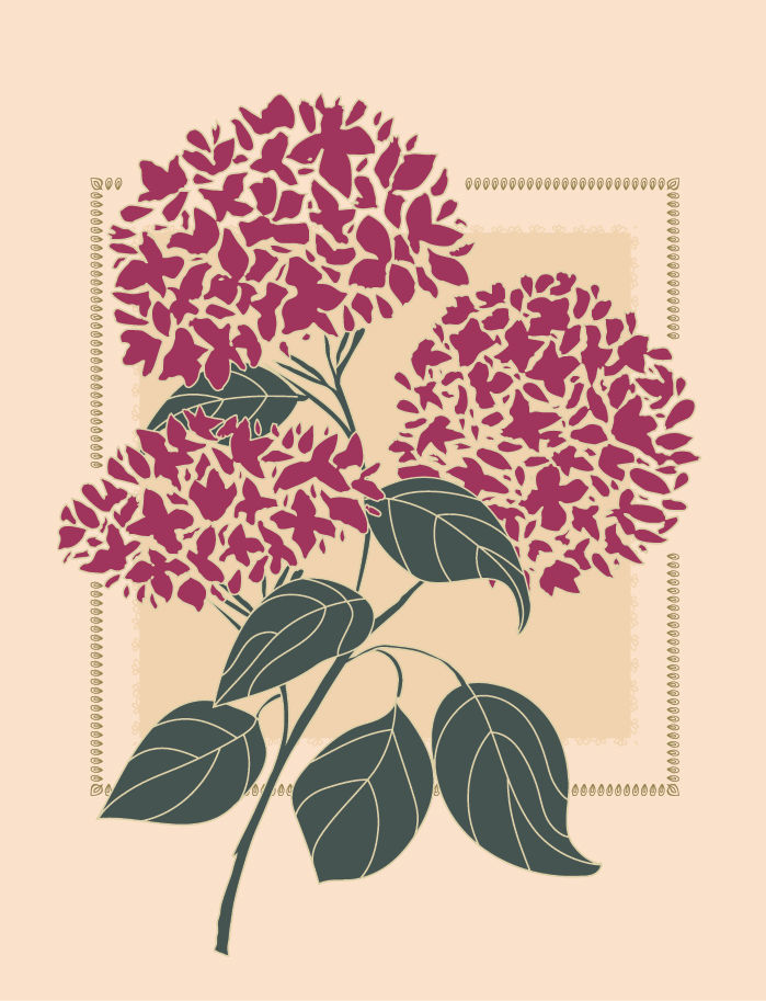 Hydrangeas Placement print from the collection Garden of Memories by Kate Jane