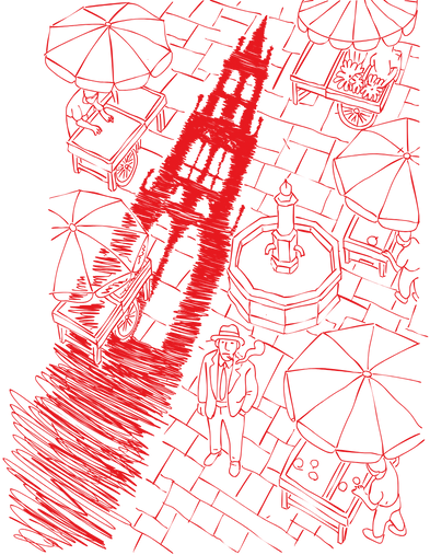 A market place in bird perspective