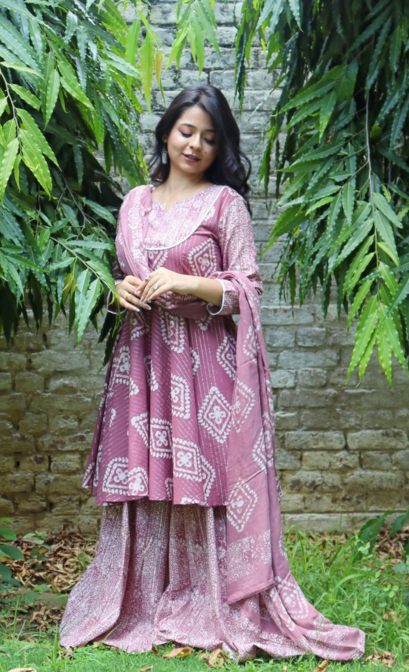 Batik Sharara Suit Set with Dupatta